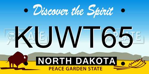 KUWT65 North Dakota License Plate