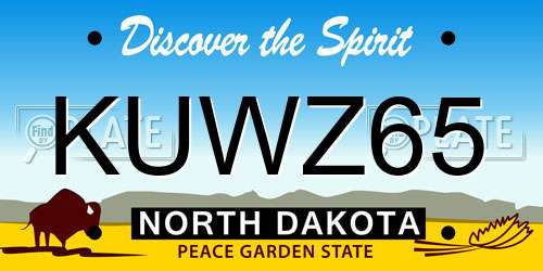 KUWZ65 North Dakota License Plate