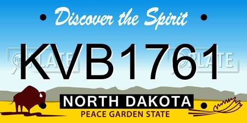 KVB1761 North Dakota License Plate