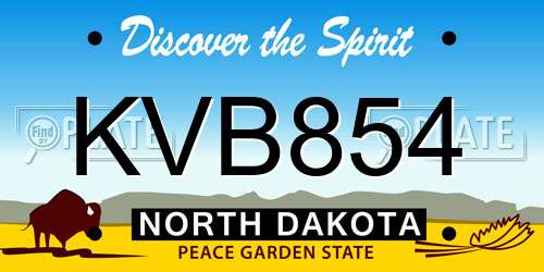 KVB854 North Dakota License Plate