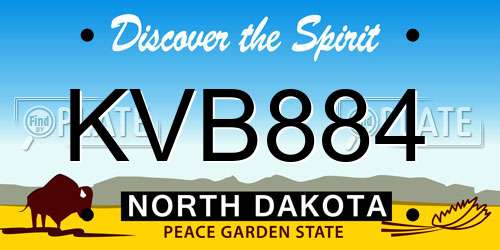 KVB884 North Dakota License Plate