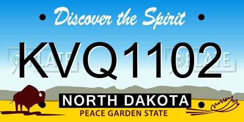 KVQ1102 North Dakota License Plate