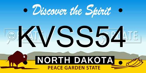 KVSS54 North Dakota License Plate