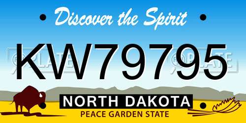 KW79795 North Dakota License Plate