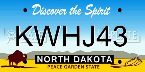 KWHJ43 North Dakota License Plate