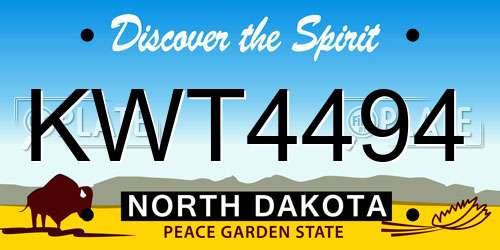 KWT4494 North Dakota License Plate