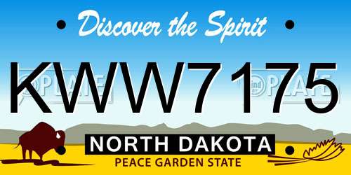 KWW7175 North Dakota License Plate