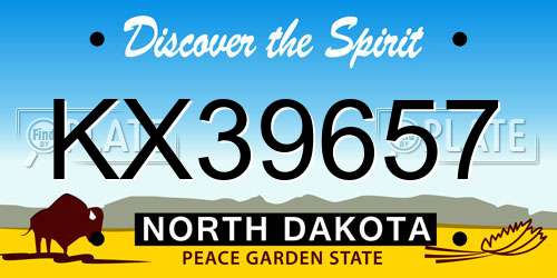 KX39657 North Dakota License Plate