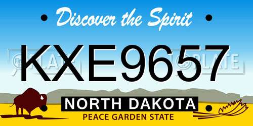 KXE9657 North Dakota License Plate