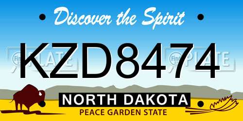 KZD8474 North Dakota License Plate