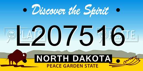 L207516 North Dakota License Plate
