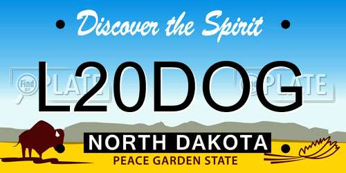 L20DOG North Dakota License Plate