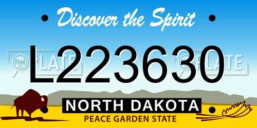 L223630 North Dakota License Plate