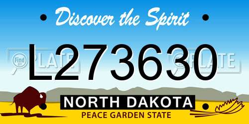 L273630 North Dakota License Plate