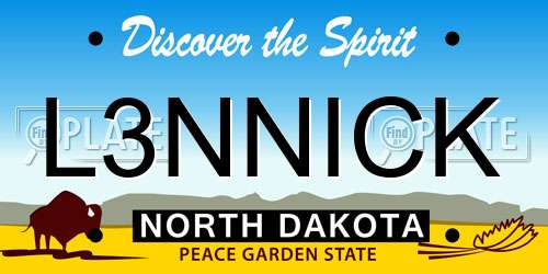 L3NNICK North Dakota License Plate