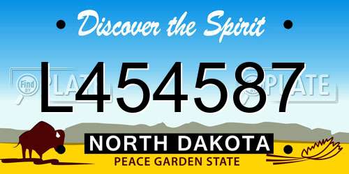 L454587 North Dakota License Plate