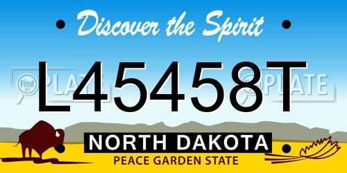 L45458T North Dakota License Plate