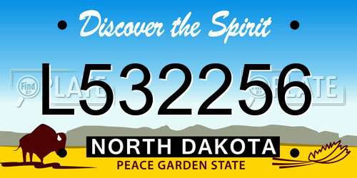 L532256 North Dakota License Plate