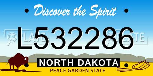 L532286 North Dakota License Plate