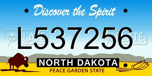 L537256 North Dakota License Plate