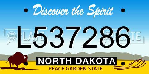 L537286 North Dakota License Plate