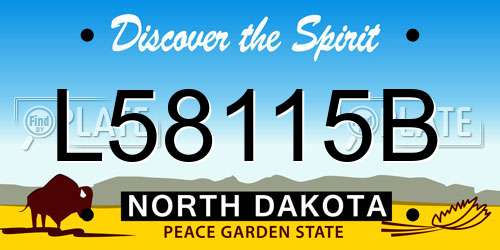 L58115B North Dakota License Plate