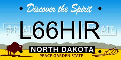 L66HIR North Dakota License Plate