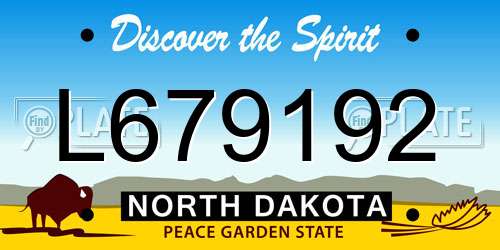 L679192 North Dakota License Plate