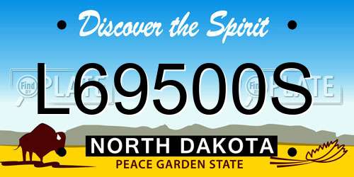 L69500S North Dakota License Plate