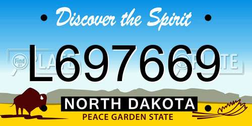 L697669 North Dakota License Plate