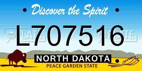 L707516 North Dakota License Plate