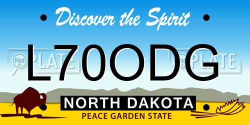 L70ODG North Dakota License Plate