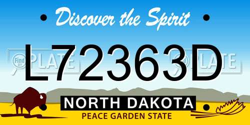 L72363D North Dakota License Plate