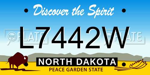 L7442W North Dakota License Plate
