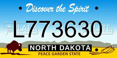 L773630 North Dakota License Plate