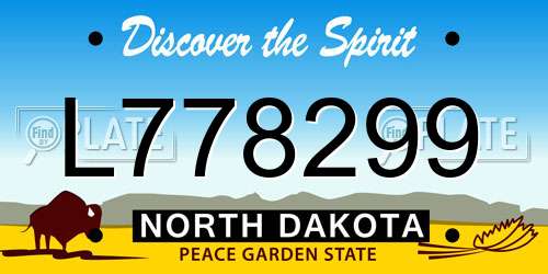 L778299 North Dakota License Plate