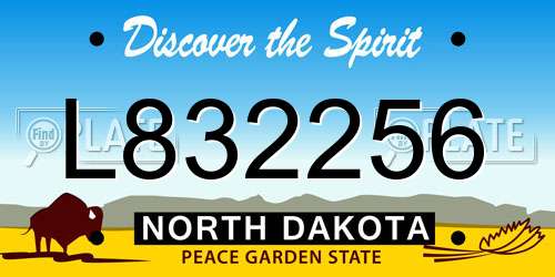 L832256 North Dakota License Plate