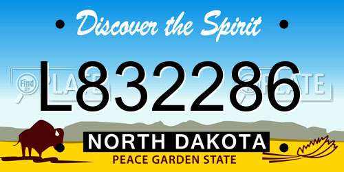 L832286 North Dakota License Plate