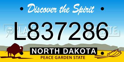 L837286 North Dakota License Plate