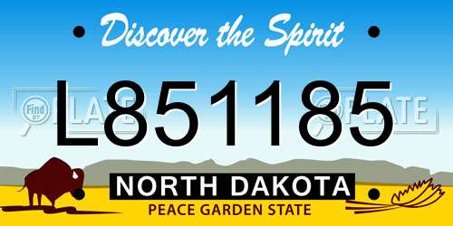 L851185 North Dakota License Plate