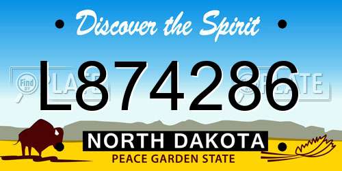 L874286 North Dakota License Plate