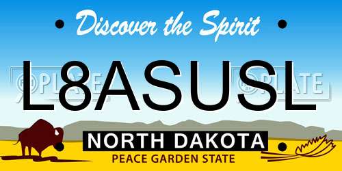 L8ASUSL North Dakota License Plate