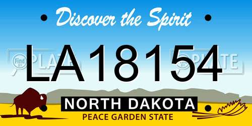 LA18154 North Dakota License Plate