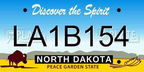 LA1B154 North Dakota License Plate