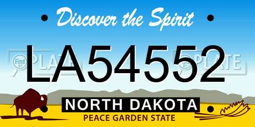 LA54552 North Dakota License Plate