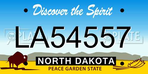 LA54557 North Dakota License Plate
