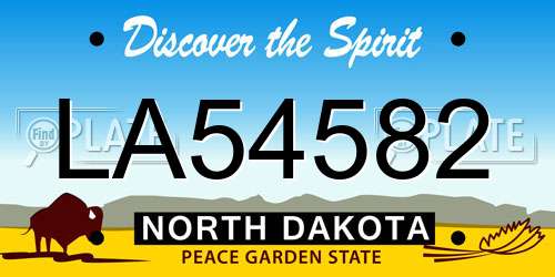 LA54582 North Dakota License Plate
