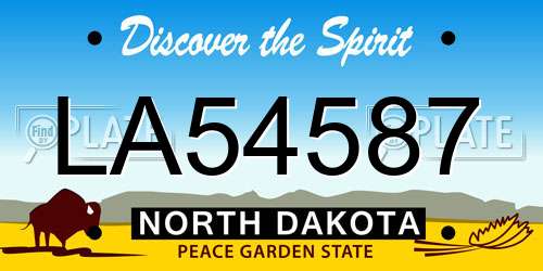 LA54587 North Dakota License Plate