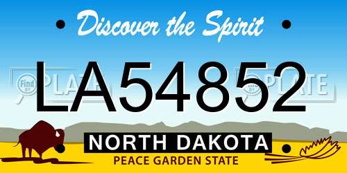 LA54852 North Dakota License Plate