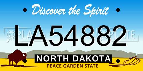 LA54882 North Dakota License Plate